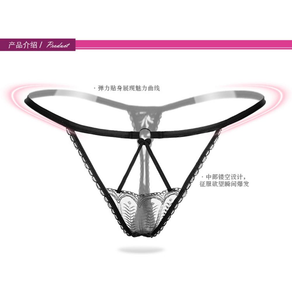 Hollow Sexy Thong Low Waist Transparent Lace Elastic Underwear Women's French Temptation Seamless T Pants 2154