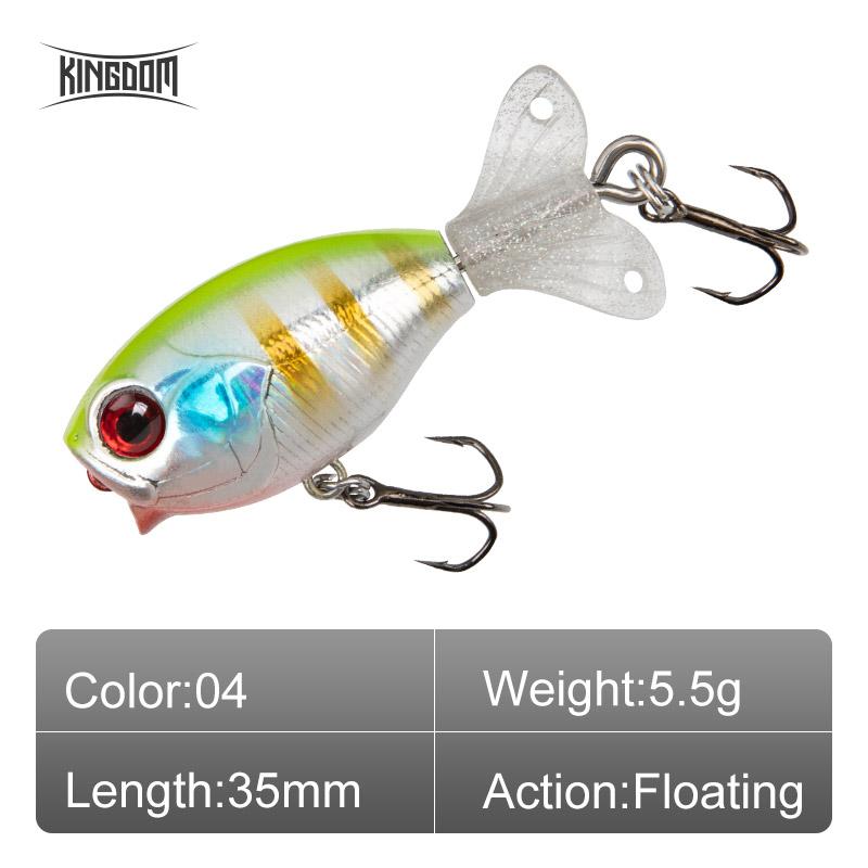Kingdom GOLDPOP Fishing Lures 35mm 5.5g/9g Floating & Sinking Pencil Popper Hard Bait Soft Rotating Tail Topwater Wobblers Baits