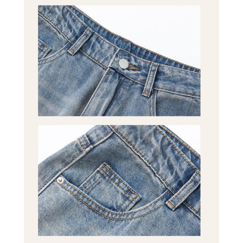 Korean Style Vintage High Waist Wide Leg Jeans Women Loose Fit Comfortable Straight Casual Pants