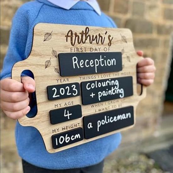 First Day of School Board Dry Erase Reusable Back to School Wooden Commemorative Sign Decoration Preschool Kindergarten Students Souvenir Gift