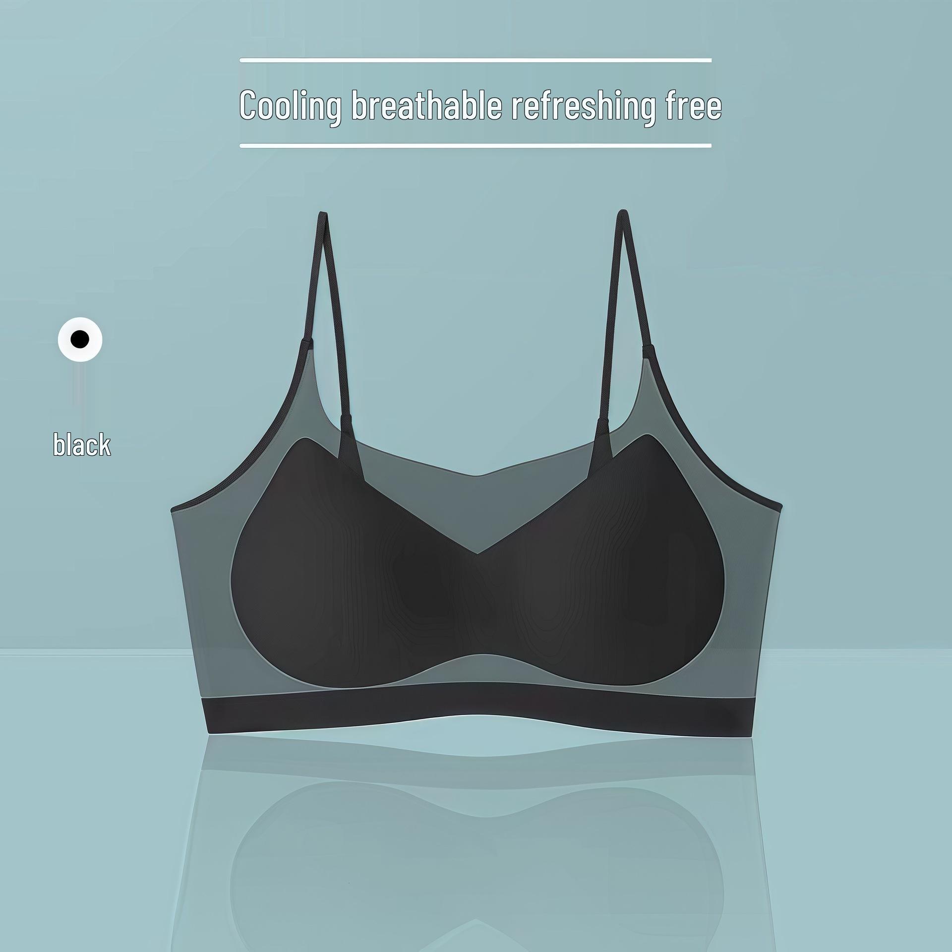 

Ультралегкий бесшовный бюстгальтер из ледяного шелка без косточек: Приталенный крой с тонкими бретелями, предотвращающий провисание, для большой груди L (suggested 100-120 lbs)