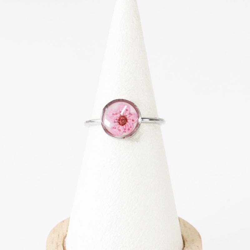 Stainless Steel Dried Flower Round Rings For Women Eternal Flower Open Finger Ring Jewelry Wedding Band Gift Wholesale New