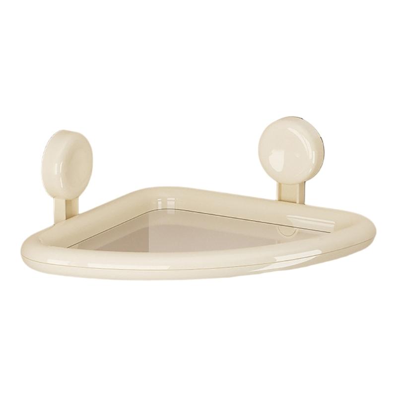 

Triangle Shower Rack With Drain Holes Bathroom Wall Mounted Sturdy PET Materials Bath Organizers кремовый