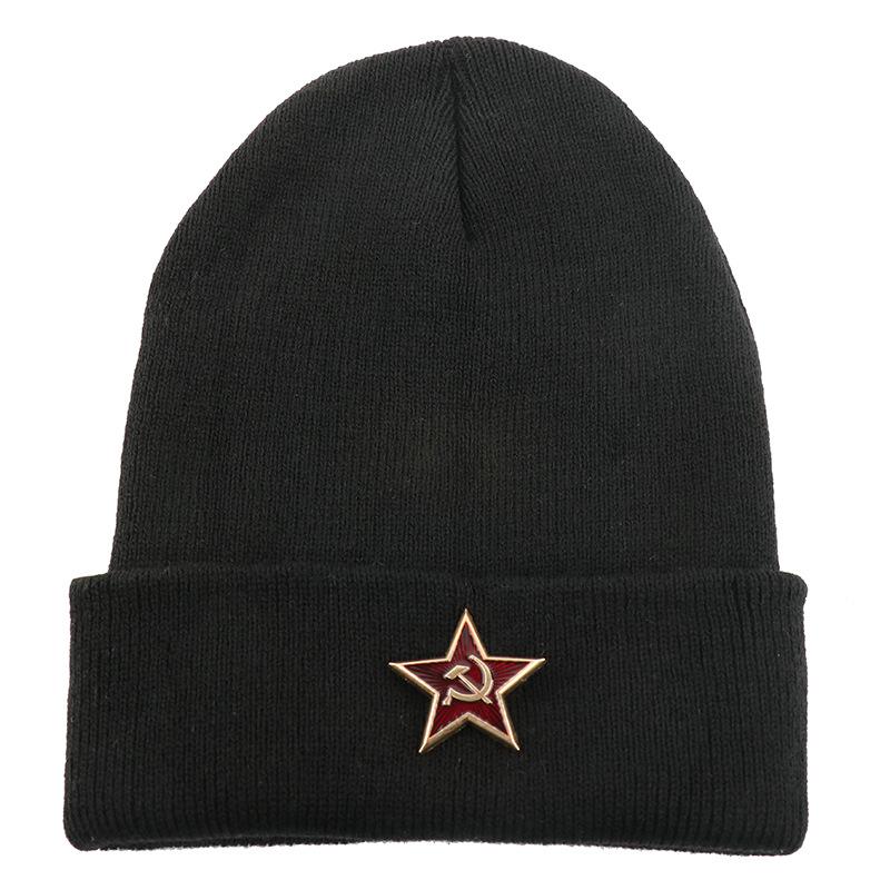 

Мужские и женские вязаные шапки, парные конфетных цветов шапки-дыни с пятиконечной звездой из меха, осенне-зимние мужские и женские модные универсальные хип-хоп average size