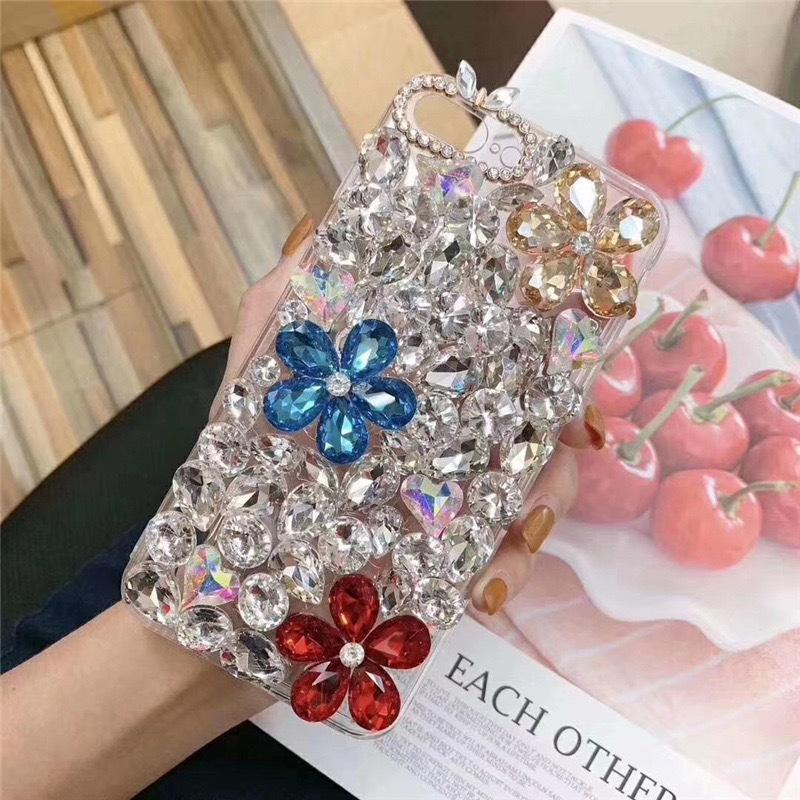 

Apple 17 Phone Case For Iphone 16 Full Diamond 15 Flower 13 Promax Transparent 8Plus Female iPhone7/8/SE 2020