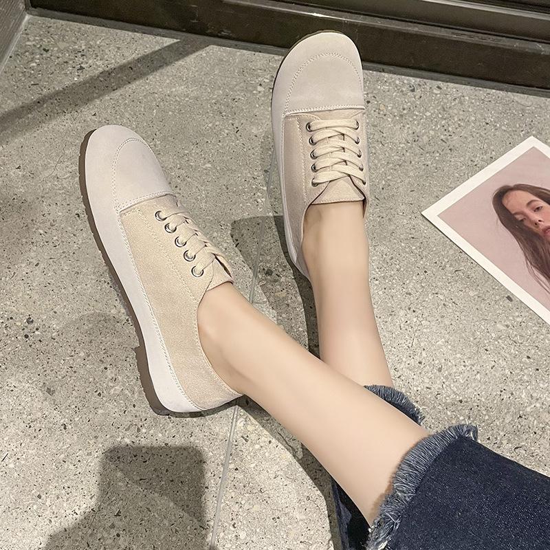 Little white shoes women's new fashion sneakers flat bottom round head casual lace-up board shoes women's tide