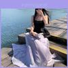 Island Satin Maxi Skirt With High Waist And Flared Design For Summer Fashion