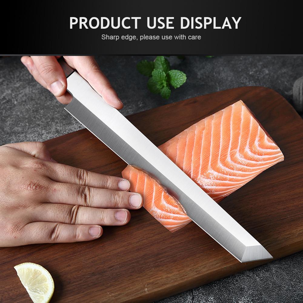 Sashimi Knife Single-Edged Blade 10Cr15MoV Steel Chef Cleaver Fish Cutter Meat Ham Sushi Japanese Kitchen Knife Cooking Tools