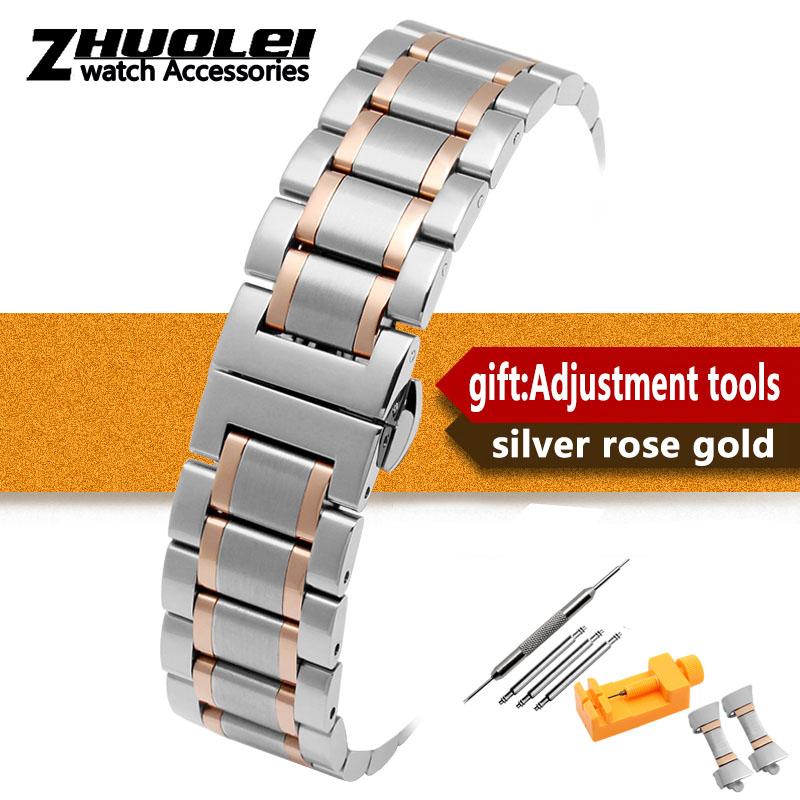 Watch Bracelet For Any Brand Wristband Stainless Steel 14 15 16 17 18 19 20 21 22 23 24mm with Curved Strap Accessories Bands