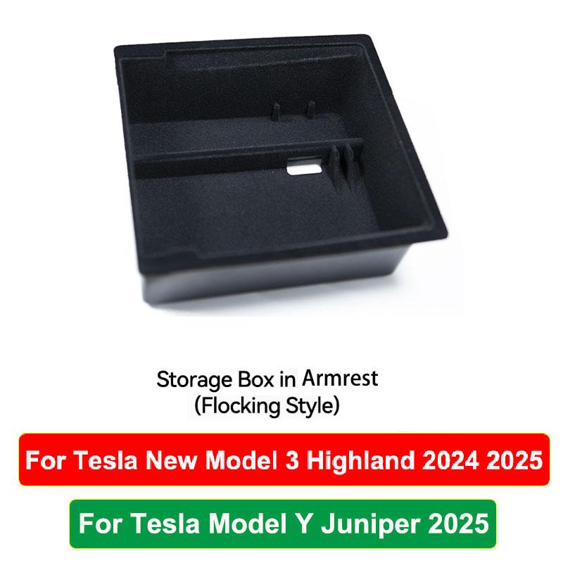 For Tesla New Model Y Juniper 2025 Model 3 Highland 2025 Storage Box Center Armrest Hidden Box Cup Holder Organizer Accessories