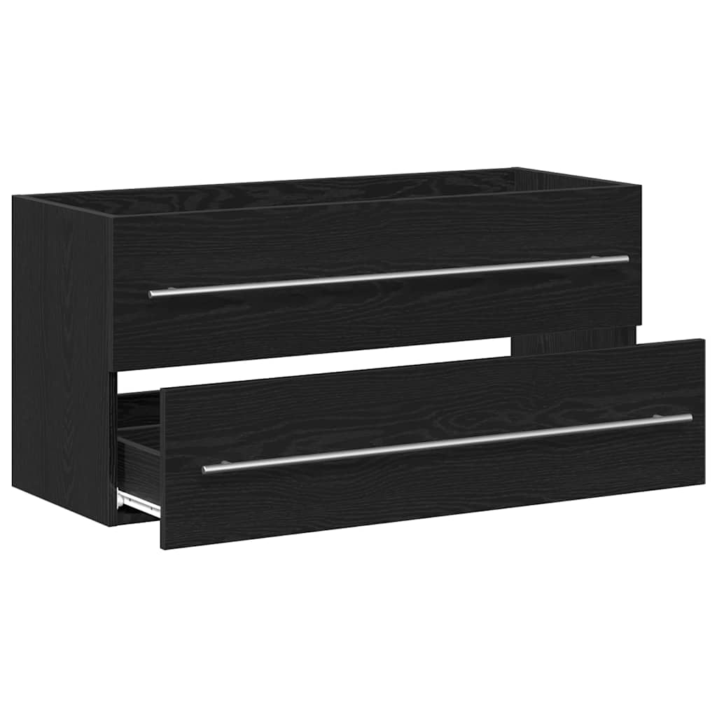 Bathroom Vanity Unit Black Oak Effect 100 X 38.5 X 48 Cm