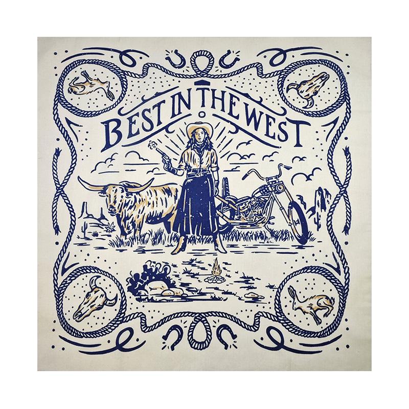 Khakifarbener quadratischer Schal aus reiner Baumwolle im amerikanischen Retro-Vintage-Stil – Herren-Hip-Hop-Kopftuch/Gesichtstuch