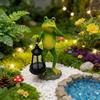 Solarbetriebene Froschlaterne Outdoor-Gartenstatue Wasserdichte Landschaftsleuchte Dekorative Terrasse Hof Akzent mit LED-Nachtbeleuchtung für Weg