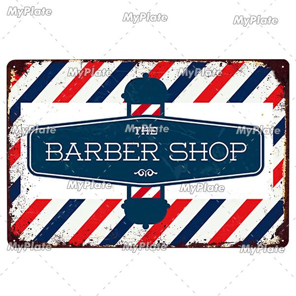 [MyPlate] BARBER BAR Metal Sign Vintage Plaque Tin Sign Plate Wall Decor For Bar Club Man Cave Art Painting Gift