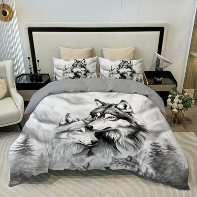 3pcs Ink Wash Wolf Bedding Cover Comfortable 100%polyester Fabric 1Duvet Cover 2Pillowcases Without Pillow Core Four Season