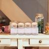 4 Pieces 1:12 Dollhouse Miniature Glass Jars Model Candy Jars Storage Jars with Wood Lid Ornament Food Toy Accessory