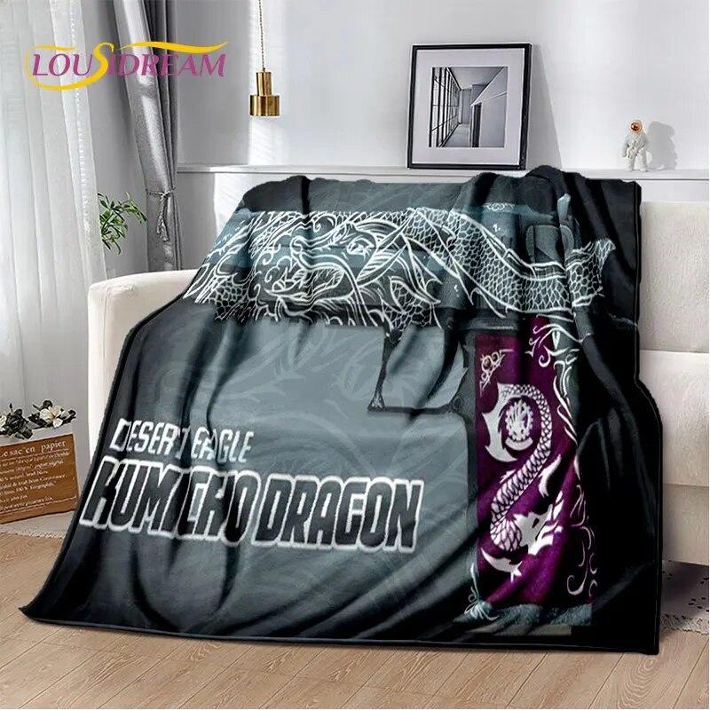 Puška Pistole Nábojová Pistole,CS,AK,USP,M4,AWP Měkká plyšová přikrývka,Vrhací přikrývka flanelová do obývacího pokoje Ložnice Sofa Piknik