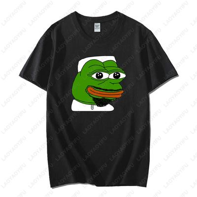 Cartoon Pepe TShirt Unisex Funny Tee Frog Graphic Unisex Cotton Short Sleeve Harajuku Kawaii Print Tshirt Casual Cute Streetwear