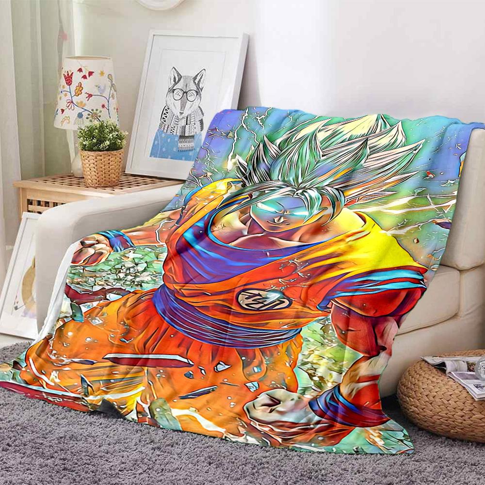 1pc Goku, Saiyan Blanket Lightweight Flannel Blanket Throw Blanket For Sofa, Bed, Travel, Camping, Livingroom, Office, Couch