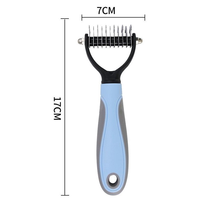 Pet Double-sided Brush Grooming Dematting Deshedding Stainless Steel Blade for Matted Long Cat Dog Hair Removal Comb