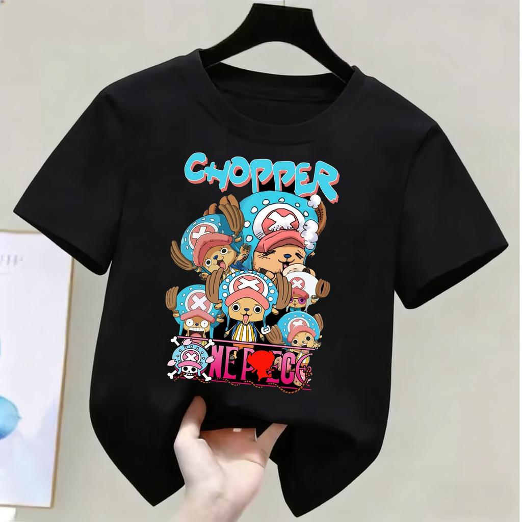 One Piece Monkey D Luffy Kids Cotton TShirt Adult Boys Girls Family Matching Casual Tee Cute Anime Print Summer Tops for Fans