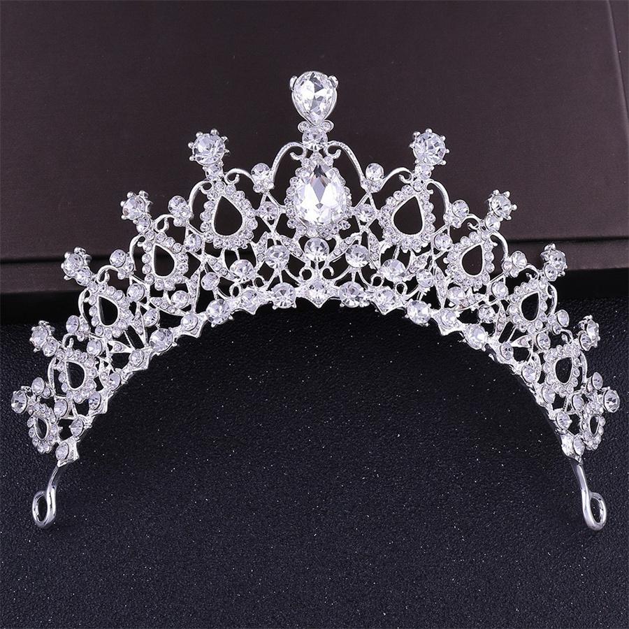 Fashion Elegant Korean Gold Color Crown Hair Accessories Luxury Crystal Tiara For Women Wedding Headdress Bridal Hair Jewelry
