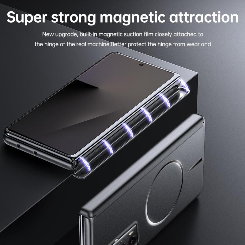 Luxury Metallic Paint Magnetic Phone Case for Samsung Galaxy Z Fold 7 6 5 4 ZFold7 ZFold6 for Magsafe Hinge Protective Cover