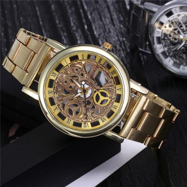 1PC Casual Business Watch Hollow Mechanical Gear Watch Men's Quartz Watches Fashion Gift