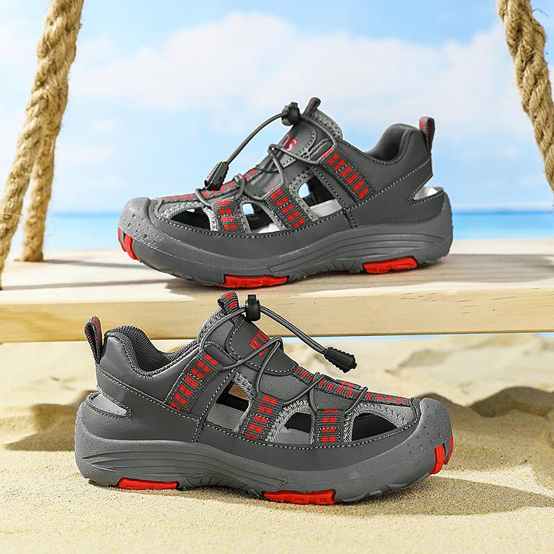 

Детские уличные летние сандалии, нескользящая прогулочная обувь, тапочки, пляжная обувь, повседневные кроссовки, размеры 30–39 35 серый