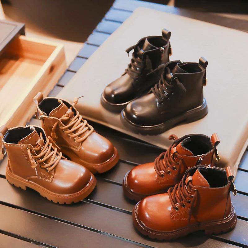 2024 Children Two Cotton Boots for Girls Winter New Fashion Comfortable Korean Style Casual Anti-slippery Versatile Leather Shoe