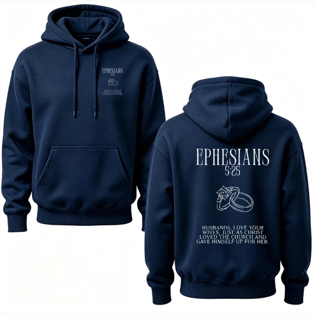Matching Couple Hooded Ephesians 5:25 Bible Verse Wedding Ring Graphic Hooded Sweatshirt Christian Religious Marriage Lover Gift