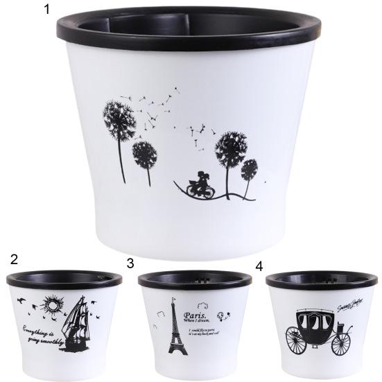 Flowerpot Water Storage Function Anti-slip PP Smooth Surface Plant Pot Patio Decor
