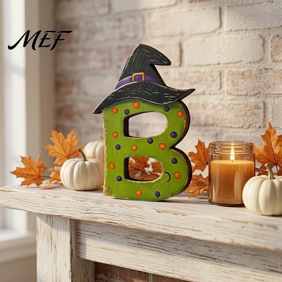 Farmhouse Halloween Entryway Accents Wooden Ornament, Retro Solid Ghost/Letter/Pumpkin Sign, Tabletop Rustic Wood Craft Centerpiece Decoration