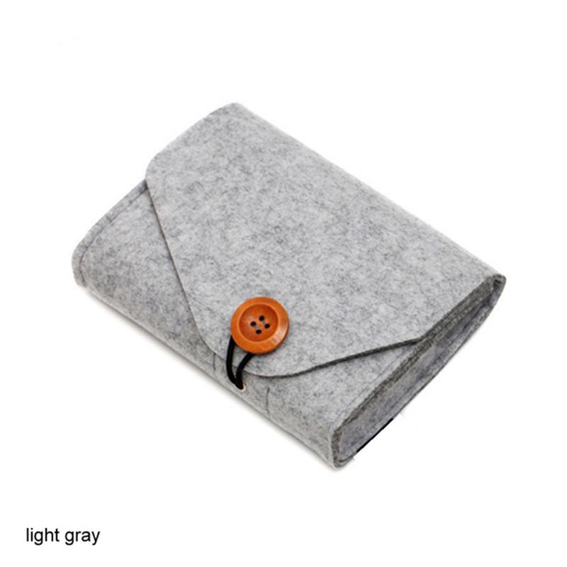 New Home Storage Organization Key Coin Package Mini Felt Pouch Earphone TF Card Power Bank Data Cable Travel Organizer