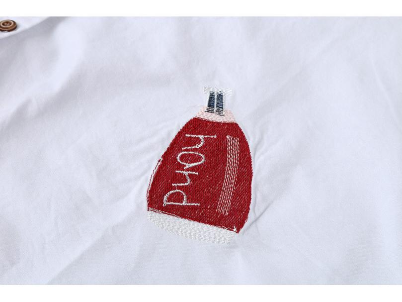 Korean Style Cotton Embroidered Long Sleeve Casual Shirt for Women