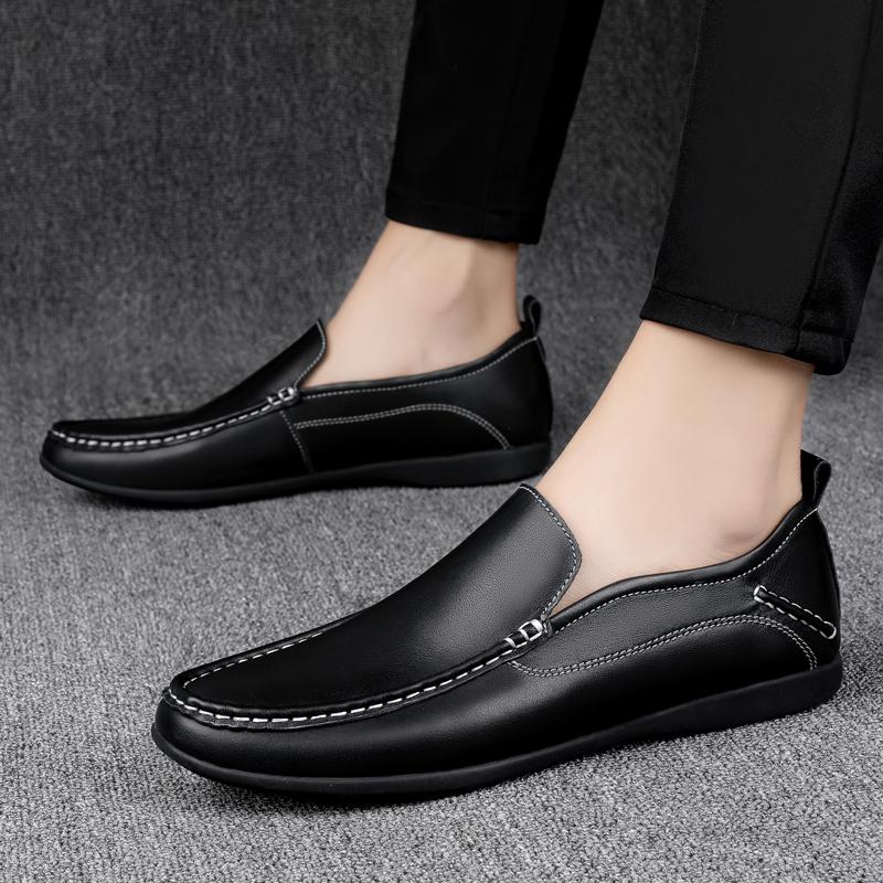 Fashion Big Size 38-46 Luxury Men Loafers Soft Moccasins Autumn Black Shoes Man High Quality Mens Shoes Casual Leather Driving Flats