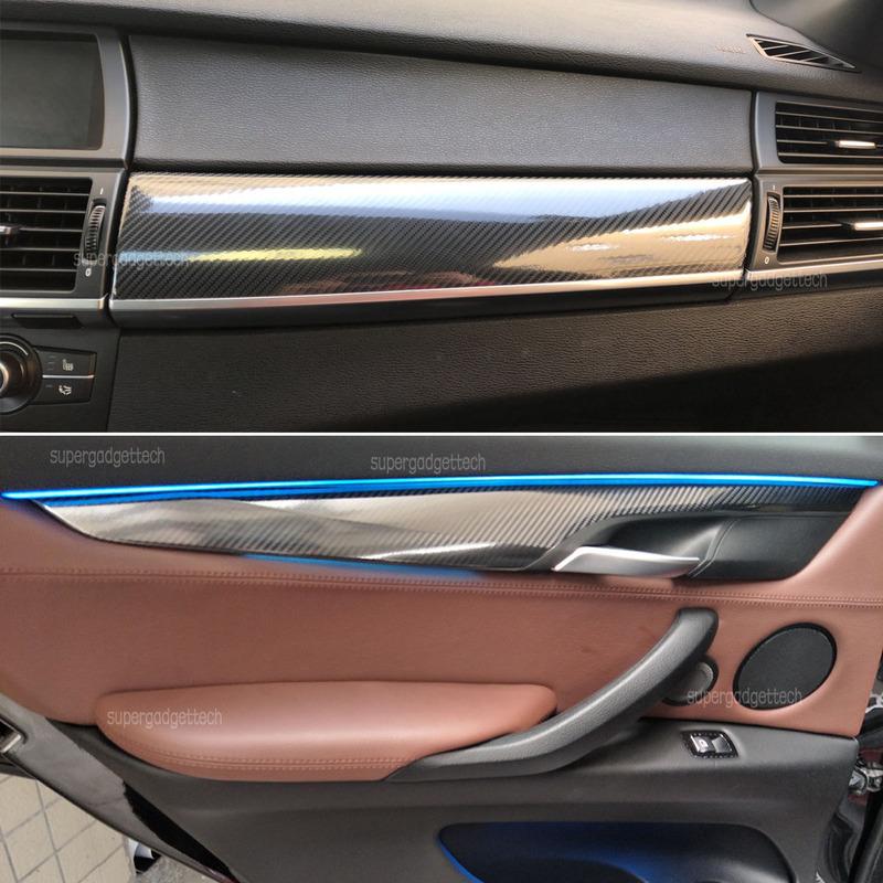 Adhesivos de Fibra de Carbono Brillantes Para BMW X5 E70 X6 E71 Car-Styling Interior de Coche Consola Central Cambio de Color Moldeado Adhesivo Calcomanías