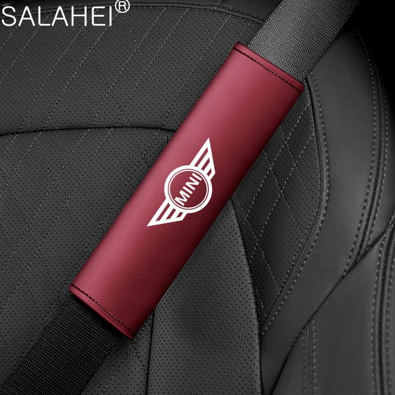 2pc Car Seat Belt Shoulder Protection Covers Shoulder Pads Accessories For BMW MINI Cooper One S JWC R55 R56 F56 R57 R58 R59 R60