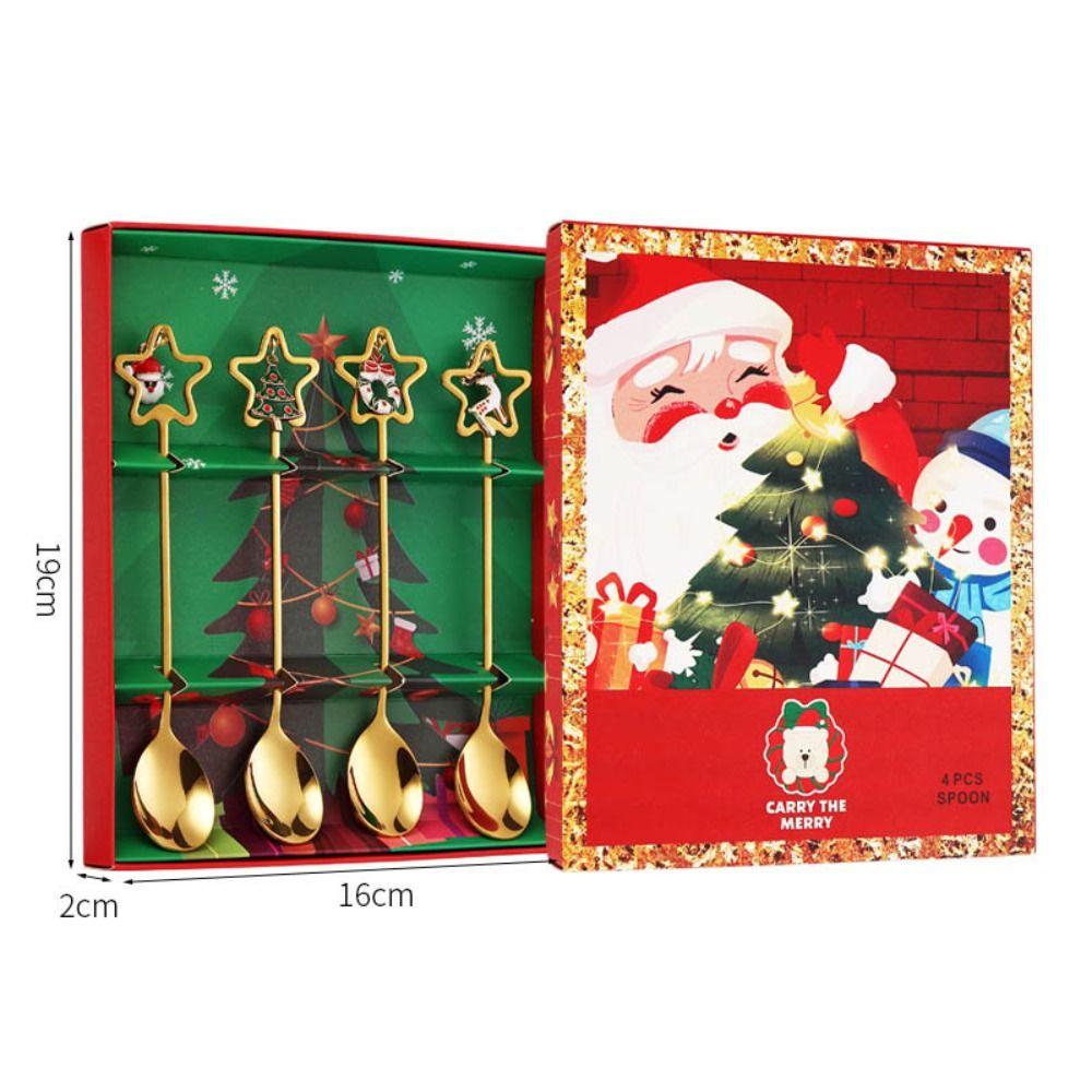 Christmas Tree Decoration Christmas Dessert Spoon 410 Stainless Steel Coffee Spoon