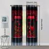 2pc,  Valentine's Day Window Treatment Curtains Romantic Confession Rose Fabric,Without Electricity Party Decorations Suitable