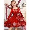 Children's Girls' Christmas Snowman Dress, Autumn/Winter Casual Knee-Length Dress, Christmas Gift, Round Neck Long Sleeve Cute Dress