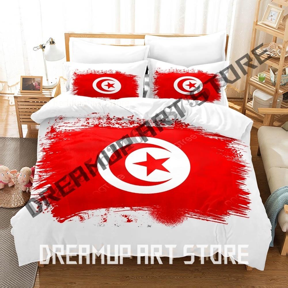 Ensemble de literie Drapeau Tunisie Impression 3D Simple Jumeau Double Queen King Size Ensemble de lit Chambre d'adulte Housses de couette Ensembles de draps Anime US Twin 173x218cm