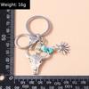 Retro Ethnic Turquoise Animal Keychain Metal Bohemian Tassels Key Ring Pendants for Bag Decor DIY Key Chain Accessories