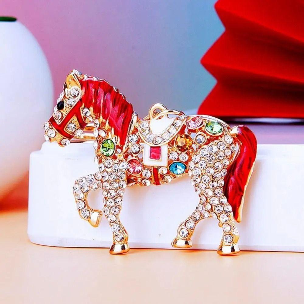 Metal Horse Key Chain Sparkling Rhinestones Hand Bag Pendant Horse Pendant Key Chain  For Women Men