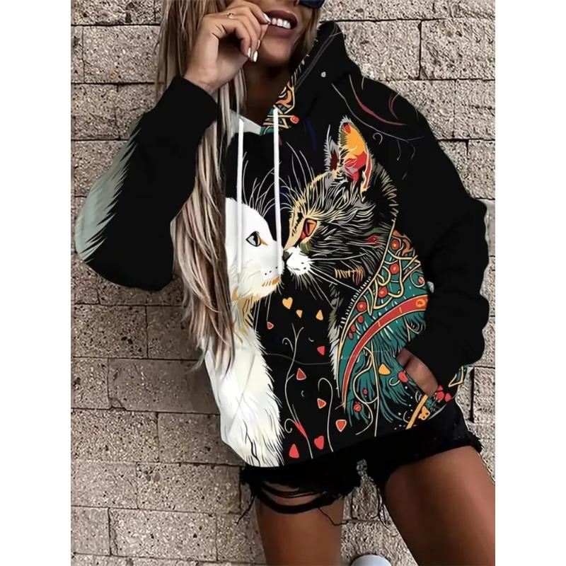 Women's Autumn and Winter 3D Printed Hooded Fashion Versatile Trend Breathable Casual Hoodies & Sweatshirts (women’s)