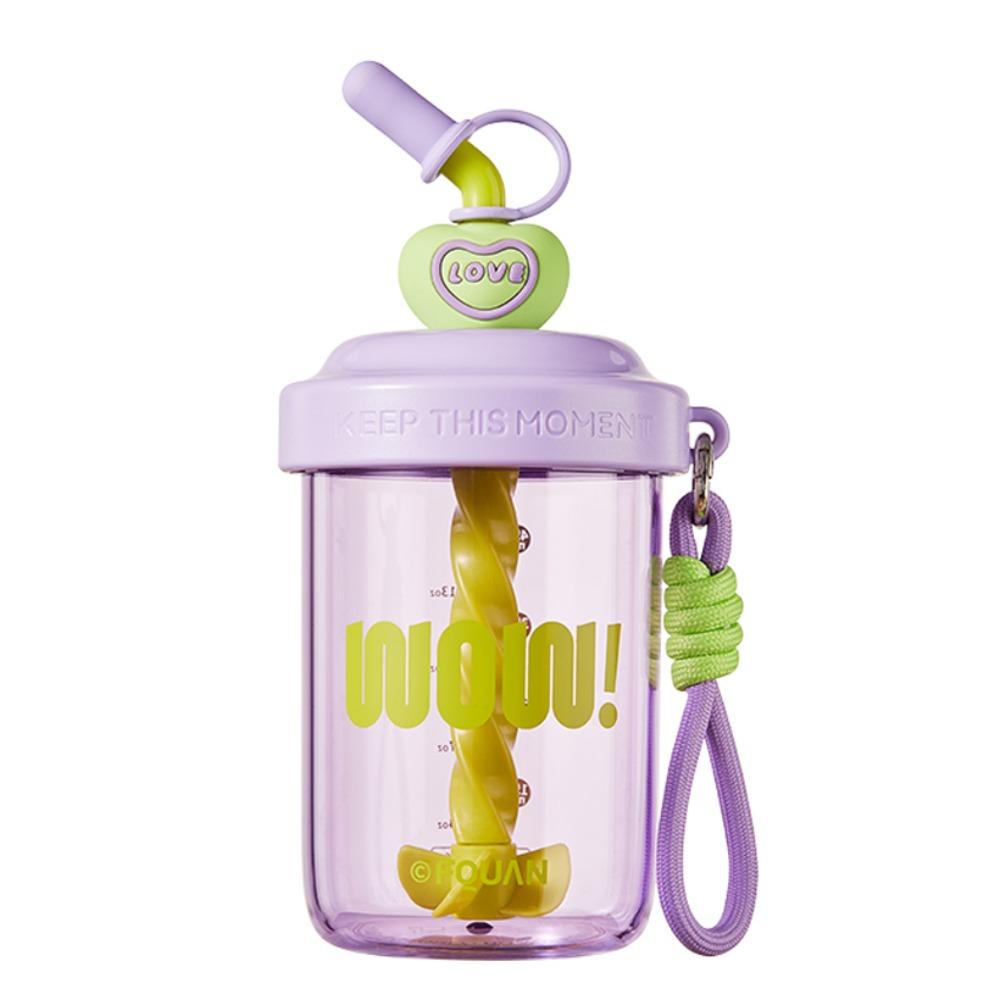 580ML Drinking Cup With Straw Stirring Cup Kawaii Whey Protein Shaker Bottle  Fruit Juice