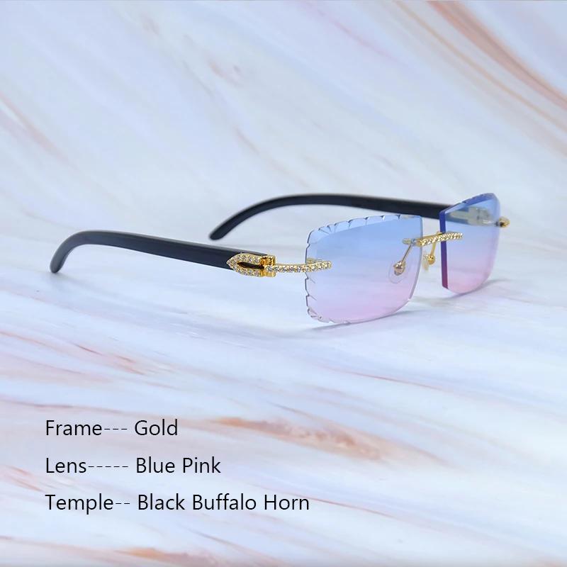 Buzlu Out Güneş Gözlükleri Elmas Kesim Şık Rhinestones Carter Siyah Manda Boynuzu Lüks Gözlük Vintage Güneş Gözlükleri Y2K Dekorasyon