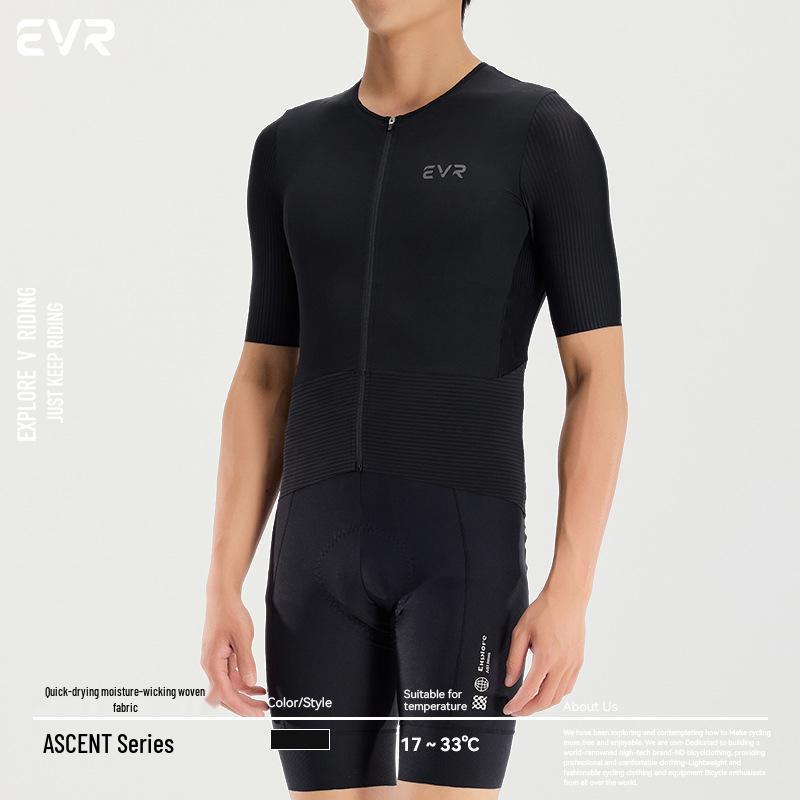 

Мужская летняя веломайка EVR-2024: Дышащий, Высокоэластичный, Велотоп с коротким рукавом для шоссейного велосипеда из серии Ascent. XL чёрный