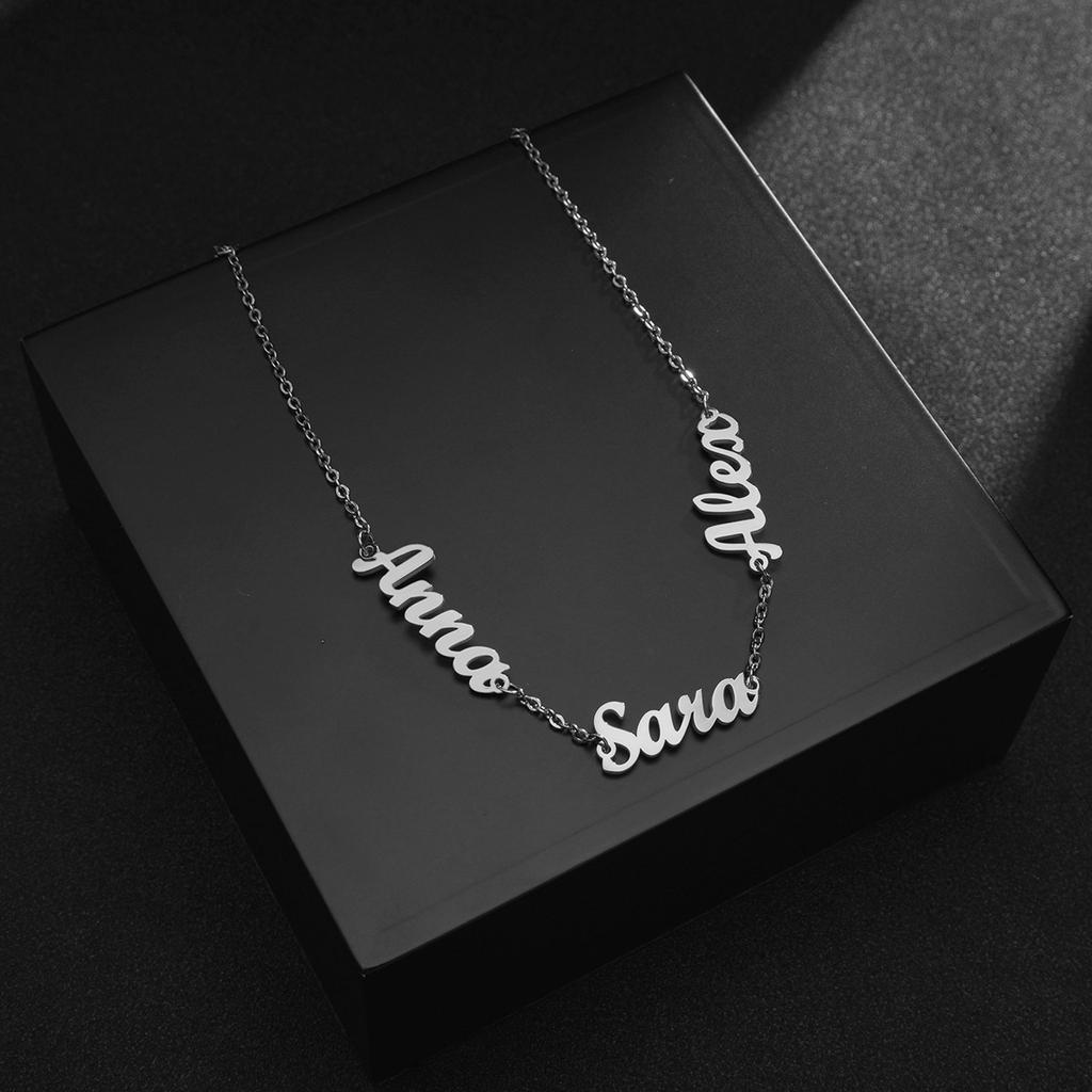 Atoztide Custom Personalized Letter Bracelet Stainless Steel Charms Summer 1-3 Names Chain Engraved for Women Bangle Gift