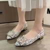 2024 New Spring and Summer Pointed Toe Comfortable Casual Flat Shoes Metal Decoration Shallow Mouth Breathable Women's Shoes